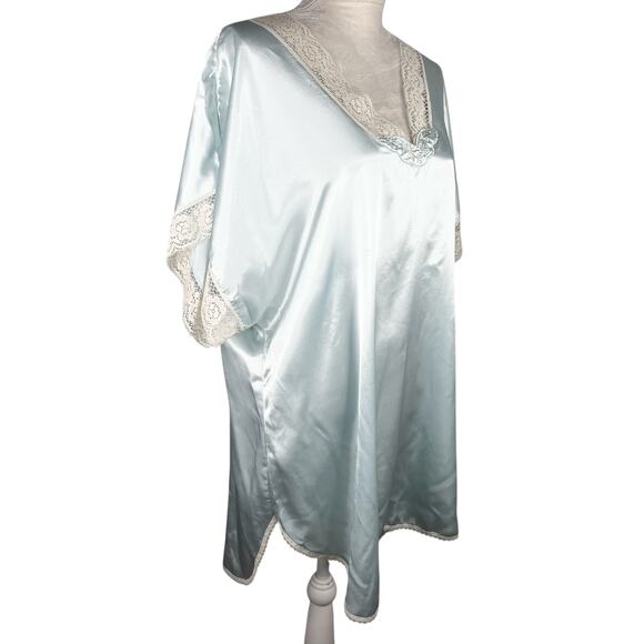 Vintage Val Mode Lingerie Nightgown Large Blue Lace V-Neck - Picture 10 of 13
